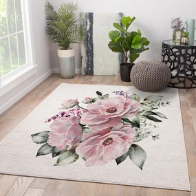 Rózsaszín-krémszínű mosható szőnyeg 140x220 cm New Carpets – Oyo home