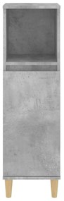 betonszürke szerelt fa fürdőszobaszekrény 30 x 30 x 100 cm