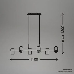 Briloner 4059065 - ERA kábeles csillár 6xGU10/10W/230V fekete
