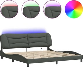 vidaXL sötétszürke szövet ágykeret LED-ekkel matrac nélkül Hvar 200 x 200 cm