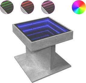 vidaXL betonszürke szerelt fa dohányzóasztal LED-del 50 x 50 x 45 cm