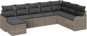 vidaXL Kerti Kanapé Szett párnával 8 pcs Szürke Poli rattan