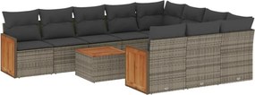 vidaXL 11 részes szürke polyrattan kerti ülőgarnitúra párnákkal