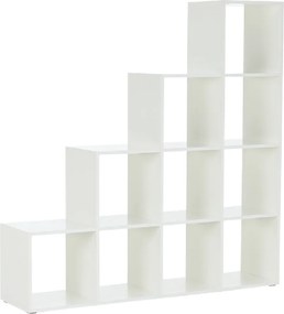 könyvespolc piramis, fehér, laminált DTD, NORAH