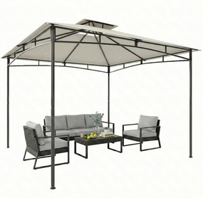 Outsunny 3 x 3 m vízálló kerti pavilon — dupla tető, felhúzható tetejű váz, UPF 50+, krémfehér | Aosom