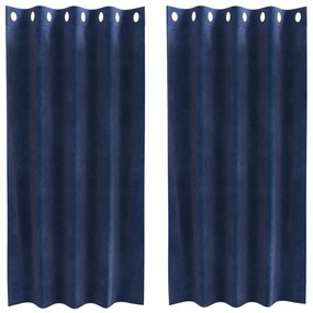 Függönyök függönyökkel 2 pcs Sötétkék 140 x 175 cm Bársony