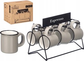 Eszpresszó csészék 100 ml 6 Állvány Ajándék Szett Szürke porcelán