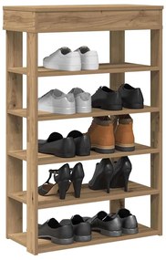 kézműves tölgy színű szerelt fa cipősszekrény 60x30x98 cm