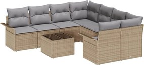 vidaXL Kerti Kanapé Szett 9 pcs Bézs Poli rattan