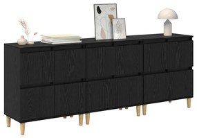 Oldalszekrények 3 pcs Fekete tölgy 60 x 35 x 70 cm Faanyag