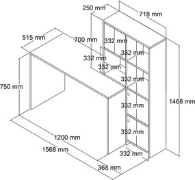 Polcos íróasztal tárolóval 110x78x152cm fehér FUR1238-1