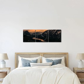 Egy tó képe a hegyek között (órával) (90x30 cm)