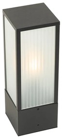 Okos kültéri állólámpa fekete, bordázott üveggel 40 cm, WiFi A60-nal - Charlois