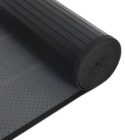 négyszögletű fekete bambusz szőnyeg 60 x 200 cm