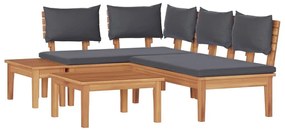 Kert Pad Készlet párnával tárolóval 4 pcs Barna és Szürke