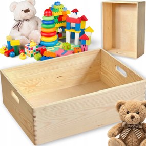 Játéktároló Doboz Organizer 30x40 Fa Doboz Természetes