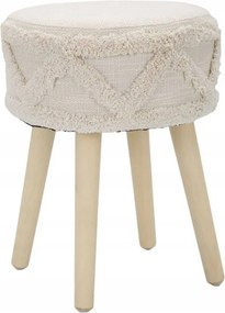 Díszes Szék, Boho, Fa Lábakkal Ø 32 CM, Bézs, Mauro Feretti