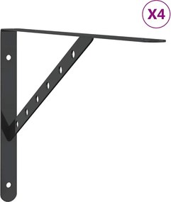 vidaXL 4 db fekete rozsdamentes acél polctartó 40 x 2,5 x 25 cm