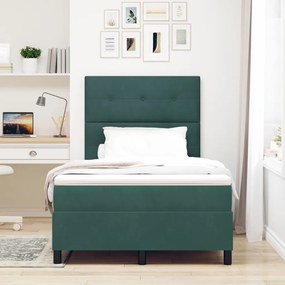 Boxspring Ágy Matraccal Sötét Zöld Kis Kettős Bársony