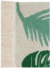 Zöld-krémszínű mosható kézi szövésű pamut gyerek szőnyeg 140x200 cm Tropical Green – Lorena Canals