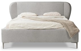 Világosszürke kárpitozott franciaágy ágyráccsal 180x200 cm Makana – Makamii