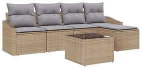 vidaXL Kanapé Szett párnával 6 pcs Bézs polirattan