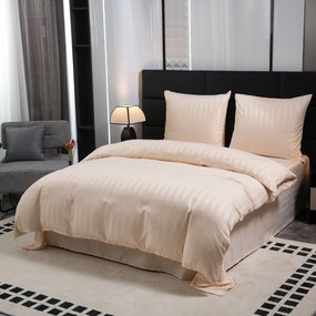 JASMINE mikroszálas ágyneműhuzat, pezsgőszínű – 2 cm-es csíkos, szállodai zsebes Ágyneműhuzat mérete: 70 x 90 cm | 140 x 200 cm