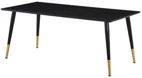 Asztal Dallas 184Fekete, 75x90x180cm, Természetes fa furnér, Közepes sűrűségű farostlemez, Fém