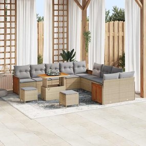 Kerti Kanapé Szett 13 pcs Bézs 90 x 55 x 71 cm polirattan