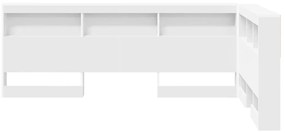 Tároló fejtámla polcokkal fejtámlával Fehér 120 cm Faanyag