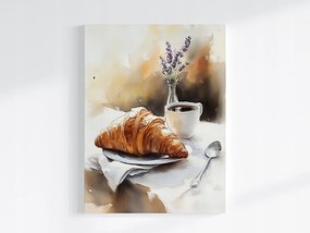 Poszter Asztal Kávé Eszpresszó Croissant Levendula 60x80