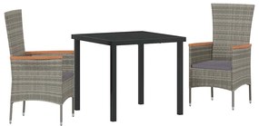 Kert étkező szett párnával 3 pcs Szürke Poli rattan