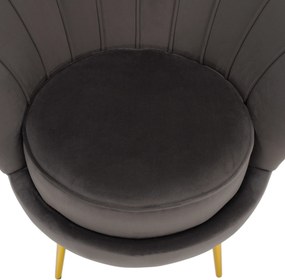 Art-deco stílusú fotel, szürkésbarna Velvet szövet/gold arany króm, NOBLEO