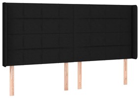fekete szövet LED-es fejtámla 183x16x118/128 cm