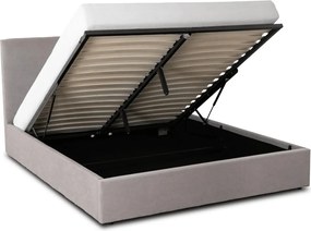 Ágy 160x200 cm méretben, ágyneműtartóval, szürke színben, szövet kárpittal MARSYLIA