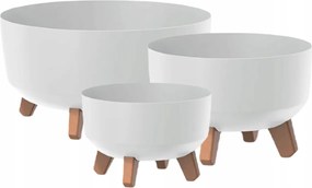 Virágtartó Készlet Prosperplast Gracia Low 3 db-os kerek fehér lábakon