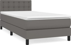 vidaXL szürke műbőr rugós ágy matraccal 90x190 cm