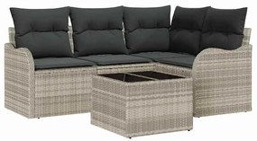 vidaXL Kerti Kanapé Szett Világosszürke polirattan