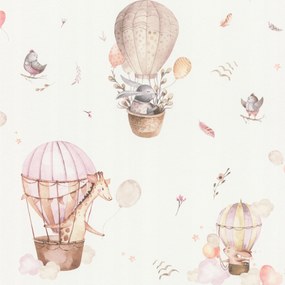 Gyerek flizelin tapéta lufi állatok rózsaszín 300529 Rasch gyerekeknek
