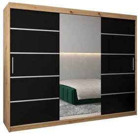 VETRONA 2 ruhásszekrény, 250x200x62, tölgy artisan/fekete