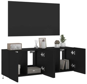 2 db fekete falra szerelhető TV-szekrény LED-del 60x35x41 cm