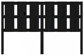 fekete tömör fenyőfa ágyfejtámla 155,5x4x100 cm