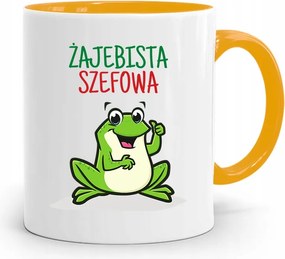 Sárga Bögre Ajándék Főnöknek Békás Főnök fényképes nyomtatással