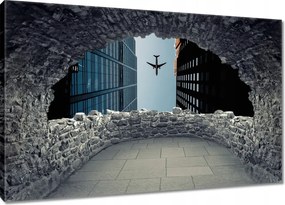 Festmények 120x80 Repülőgép az épületek között