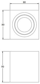 Lámpa Mennyezeti lámpatest AVEIRO BIS, max. 250V, 50/60Hz, 80x80x90mm, IP20, max 20W, négyzet, fekete