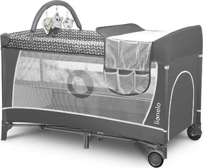 Lionelo - Utazóágy FLOWER, szürke, skandináv stílus