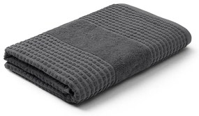 Sötétszürke frottír bio pamut fürdőlepedő 70x140 cm Check – JUNA