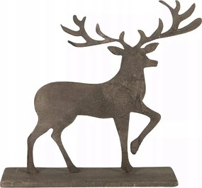 Karácsonyi Rénszarvas Figura 18cm dekoratív loft fém szürke