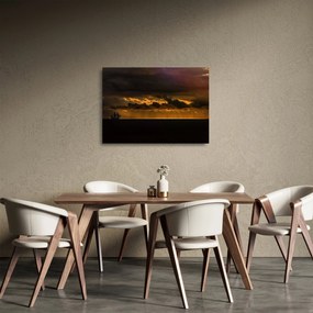 Egy vitorlás naplementekor képe (üvegen) (70x50 cm)