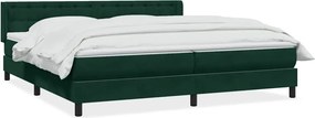 vidaXL sötétzöld bársony rugós ágy matraccal 180x220 cm